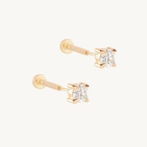 Flat Back Angel Hair Diamond Stud