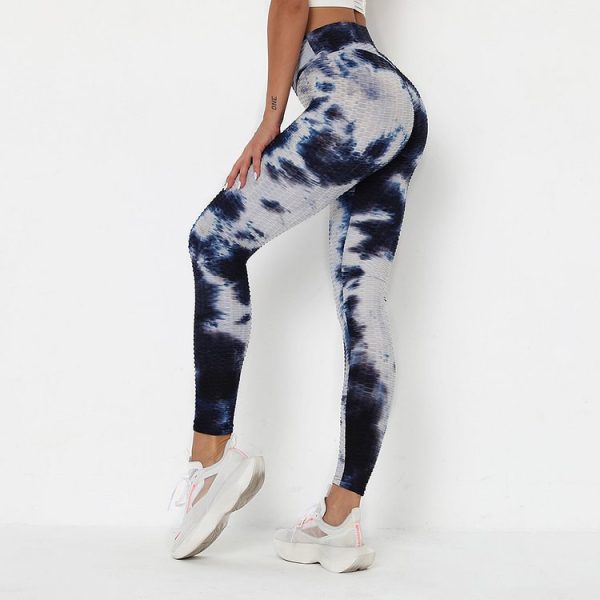 Deep Blue Tie-Dyed Yoga Leggings