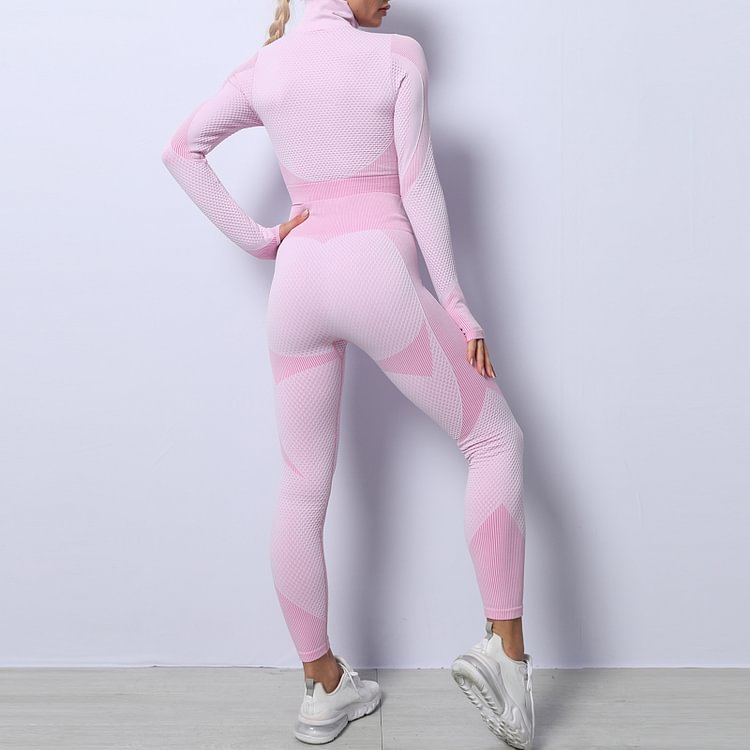 Light Pink High Waist Yoga Suit - Image 3