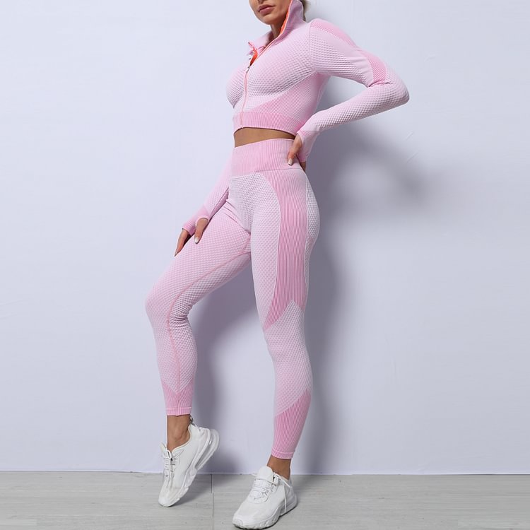 Light Pink High Waist Yoga Suit - Image 5