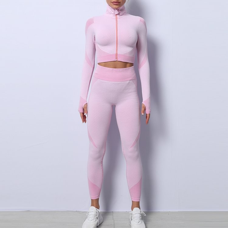 Light Pink High Waist Yoga Suit - Image 6